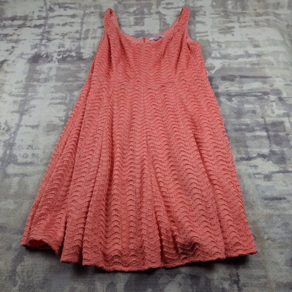 Luxe By Carmen Marc Valvo Dress 18W Plus Size Coral Orange Lace Fit Flare Mini